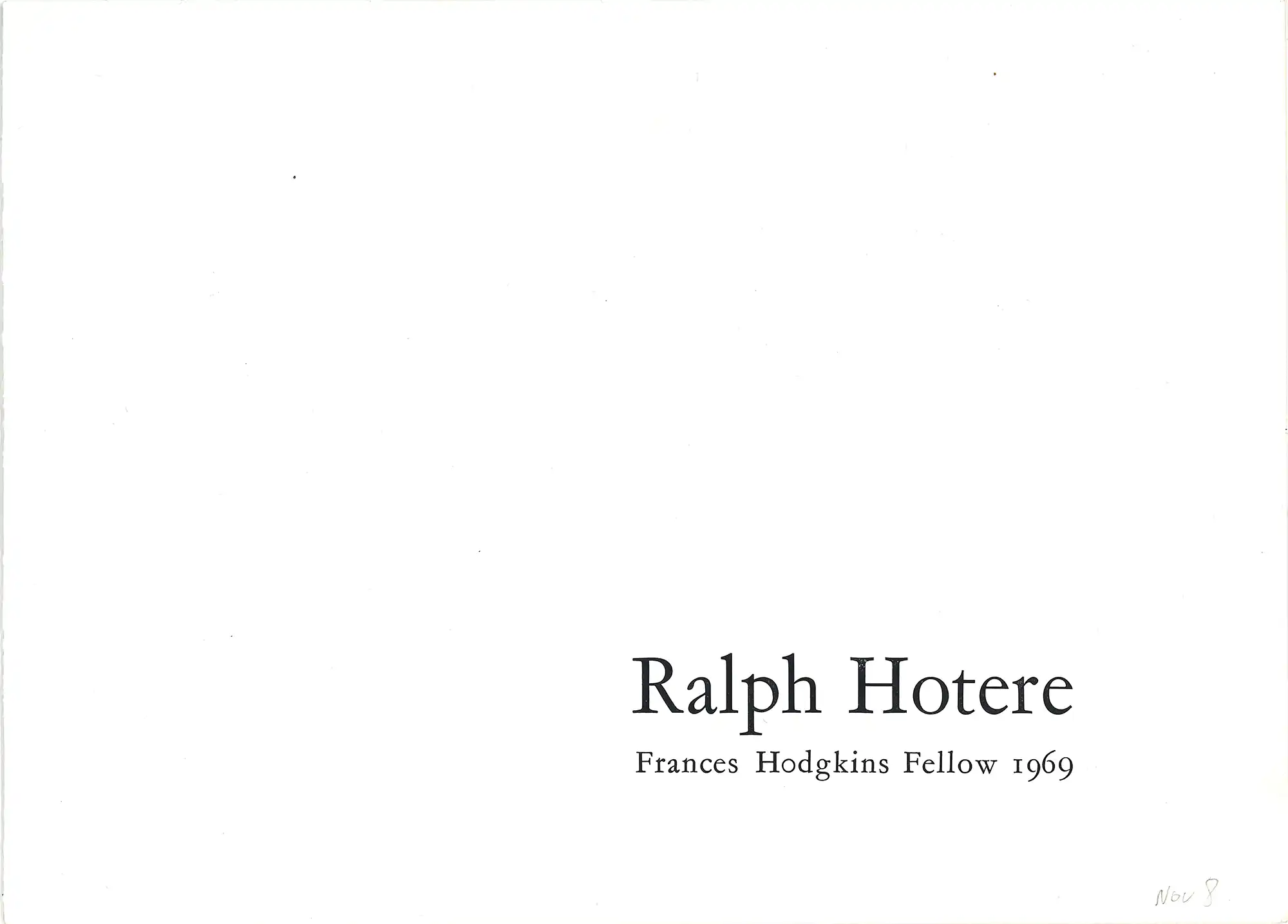 Ralph Hotere. Frances Hodgkins Fellow 1969. November 1969, Museum Gallery, Dunedin