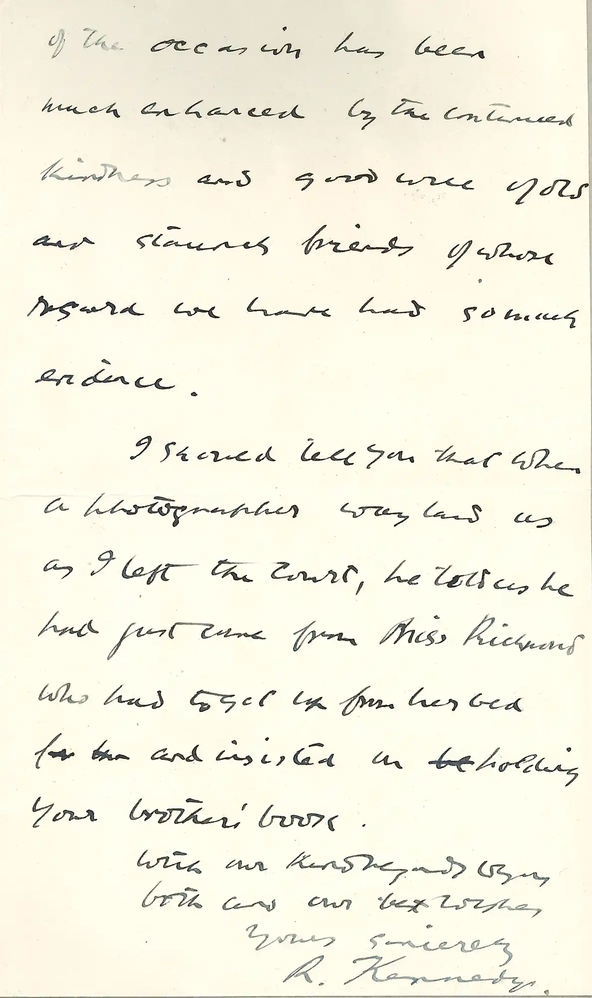 The Honourable Sir Robert Kennedy (1887-1974). Letter from Kennedy to Mary Downie Stewart, 8 January 1945. 