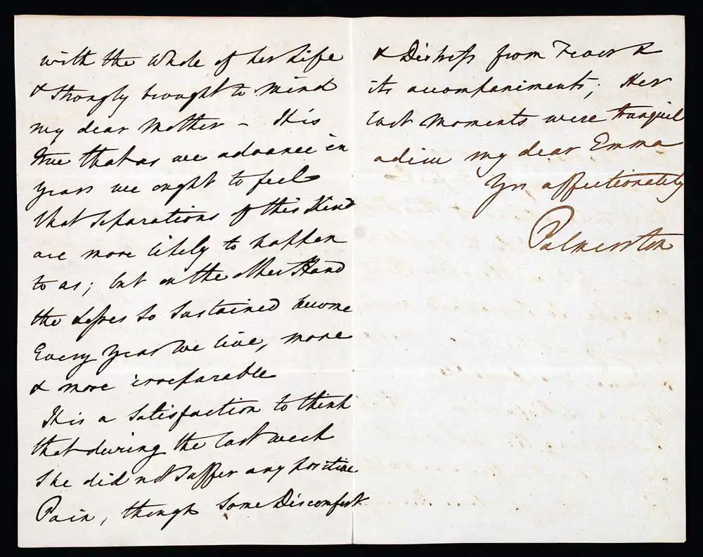 Letter signed. Henry John Temple, 3rd Viscount Palmerston, to Emma Murray (d. 1860), Stanhope Street, London, 1 December 1838.