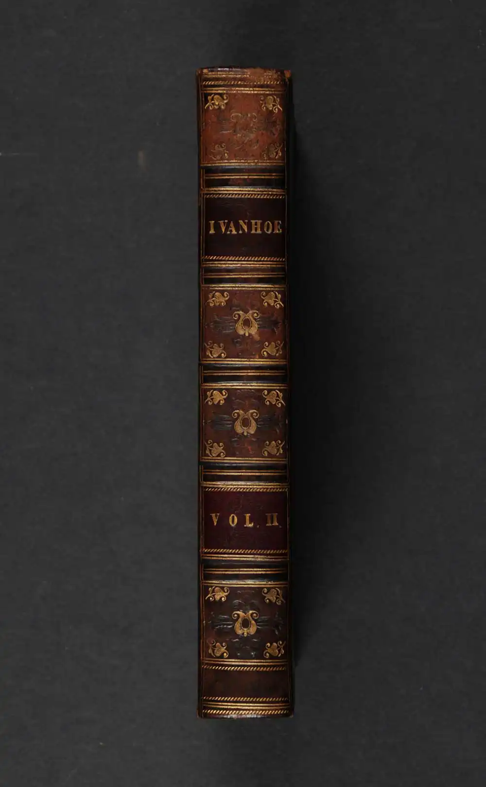 [Sir Walter Scott]. <em>Ivanhoe: a romance.</em> [1st edition]. Edinburgh: Printed for Archibald Constable and Co., Edinburgh; and Hurst, Robinson, and Co., London, 1820. Three volumes; Vol. 2 displayed.