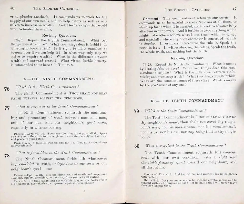 Roderick Lawson (editor). <em>The shorter catechism: with commentary and scripture proofs prepared for the use of schools.</em> Edinburgh: Macniven & Cameron, [187-?]