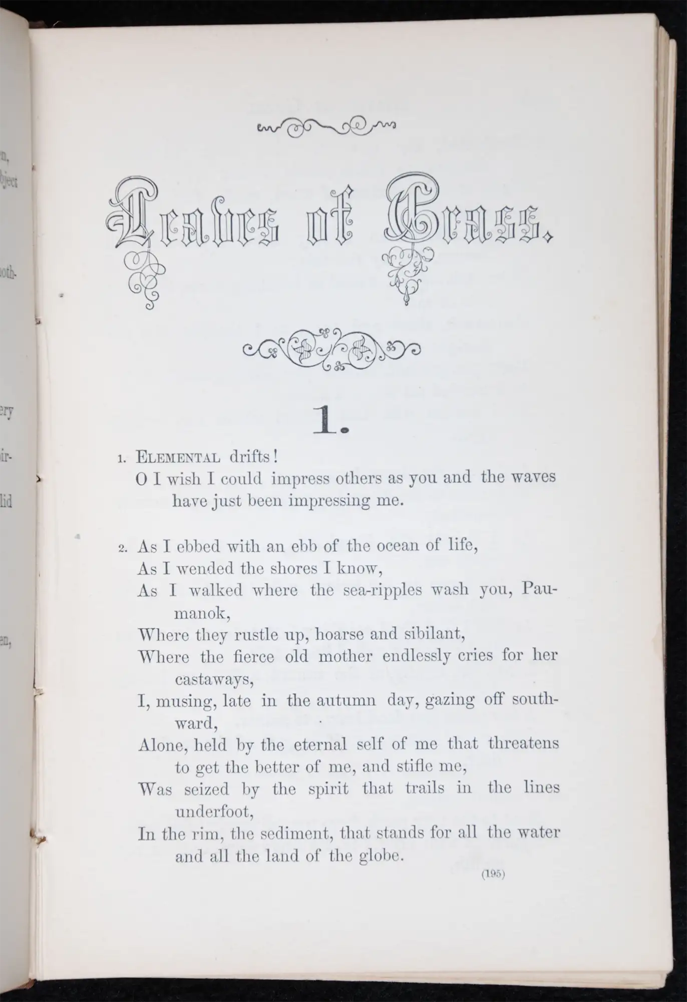 Walt Whitman. Leaves of Grass. Boston: Thayer and Eldridge, 1860-61. [i.e. New York: Richard Worthington, 1879 or 1880]