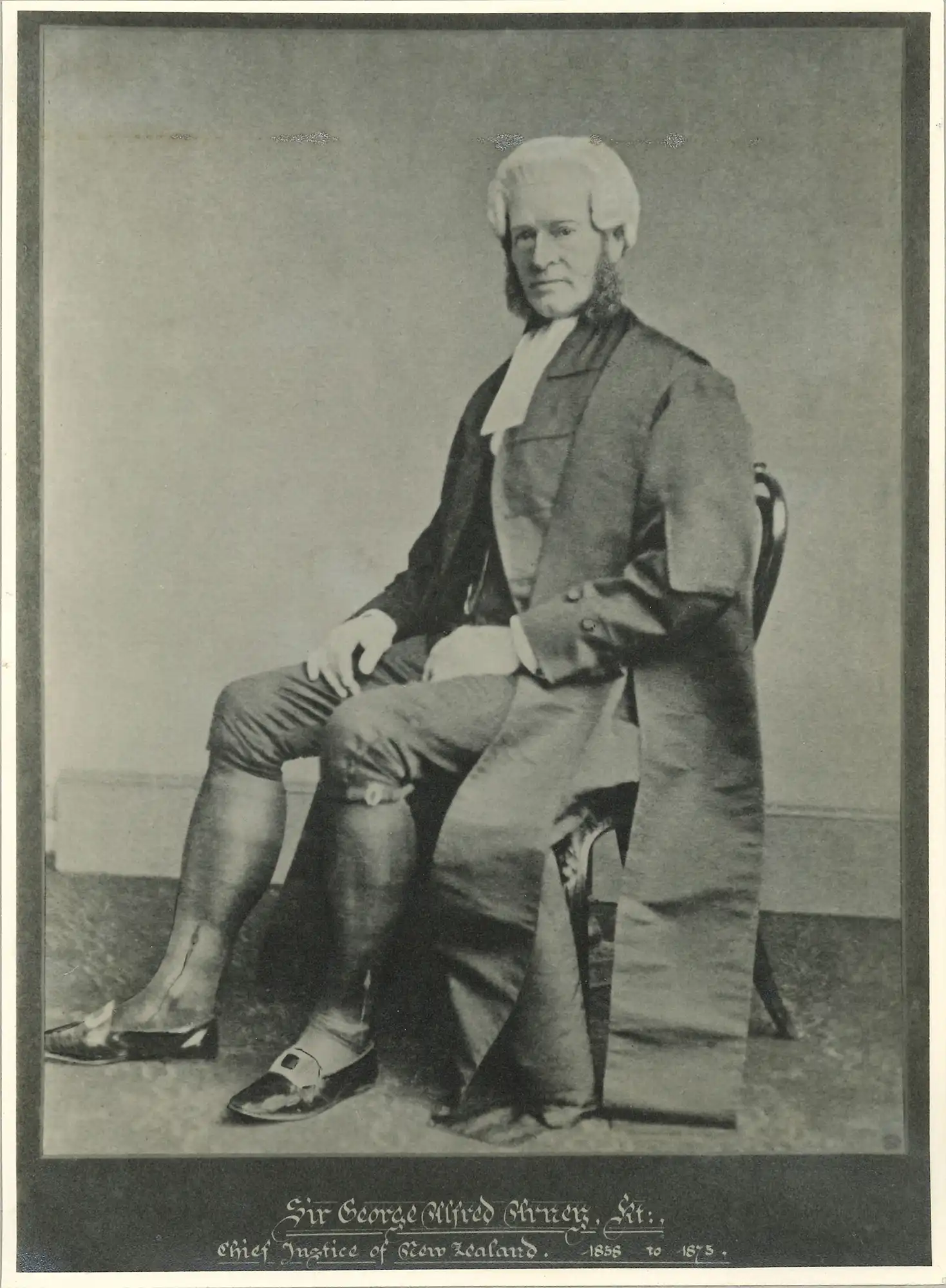Chief Justice the Honourable Sir George Alfred Arney ((1810-1883). Copy of a portrait photograph.
