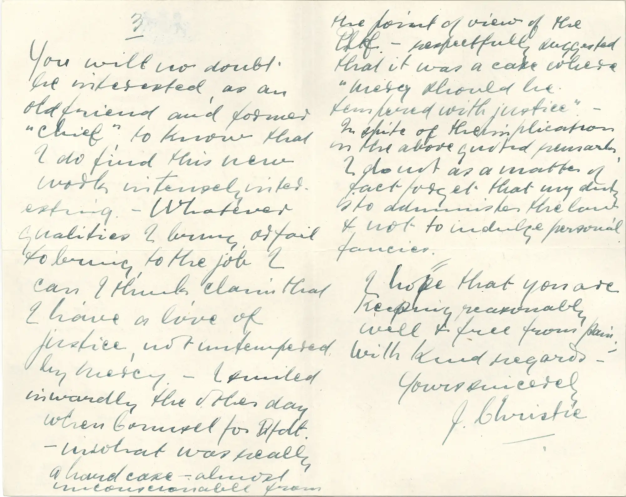 Mr Justice James Christie C.M.G. (1880-1960). Letter from Christie to William Downie Stewart, 22 April 1948, complementing him on book about Judge Joshua Strange Williams.