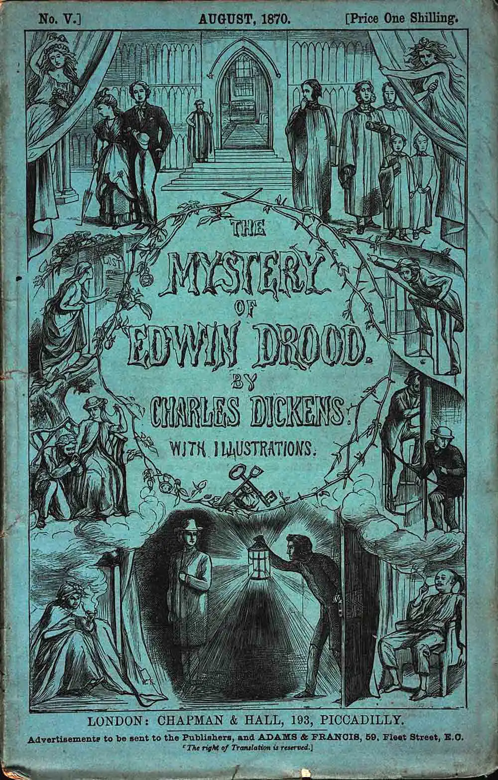 The Mystery of Edwin Drood … with Twelve Illustrations by S. L. Fildes. 6 monthly parts. London: Chapman and Hall, 1870