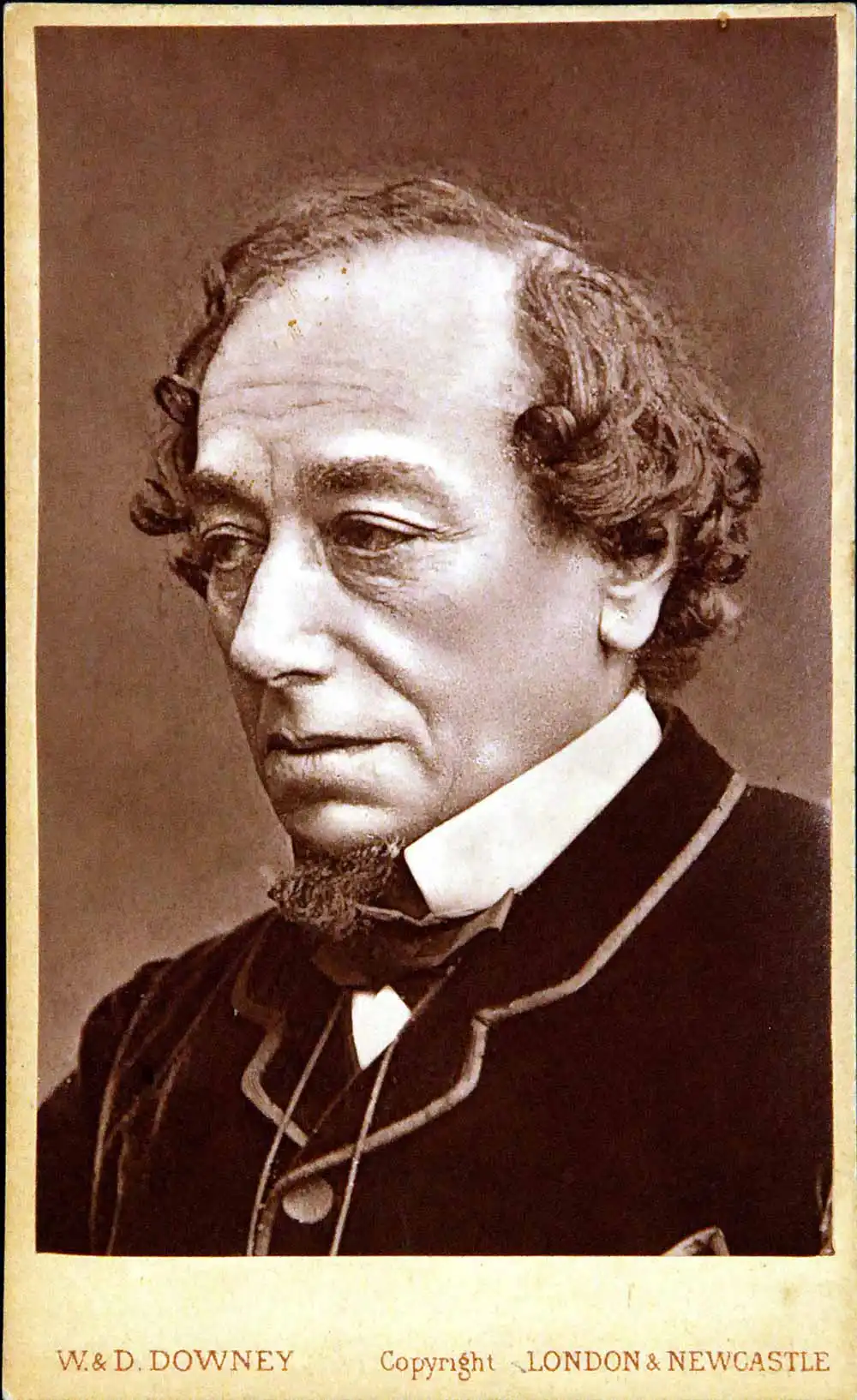 Carte de visite of Benjamin Disraeli, 1st Earl of Beaconsfield, by W. & D. Downey, London, undated.