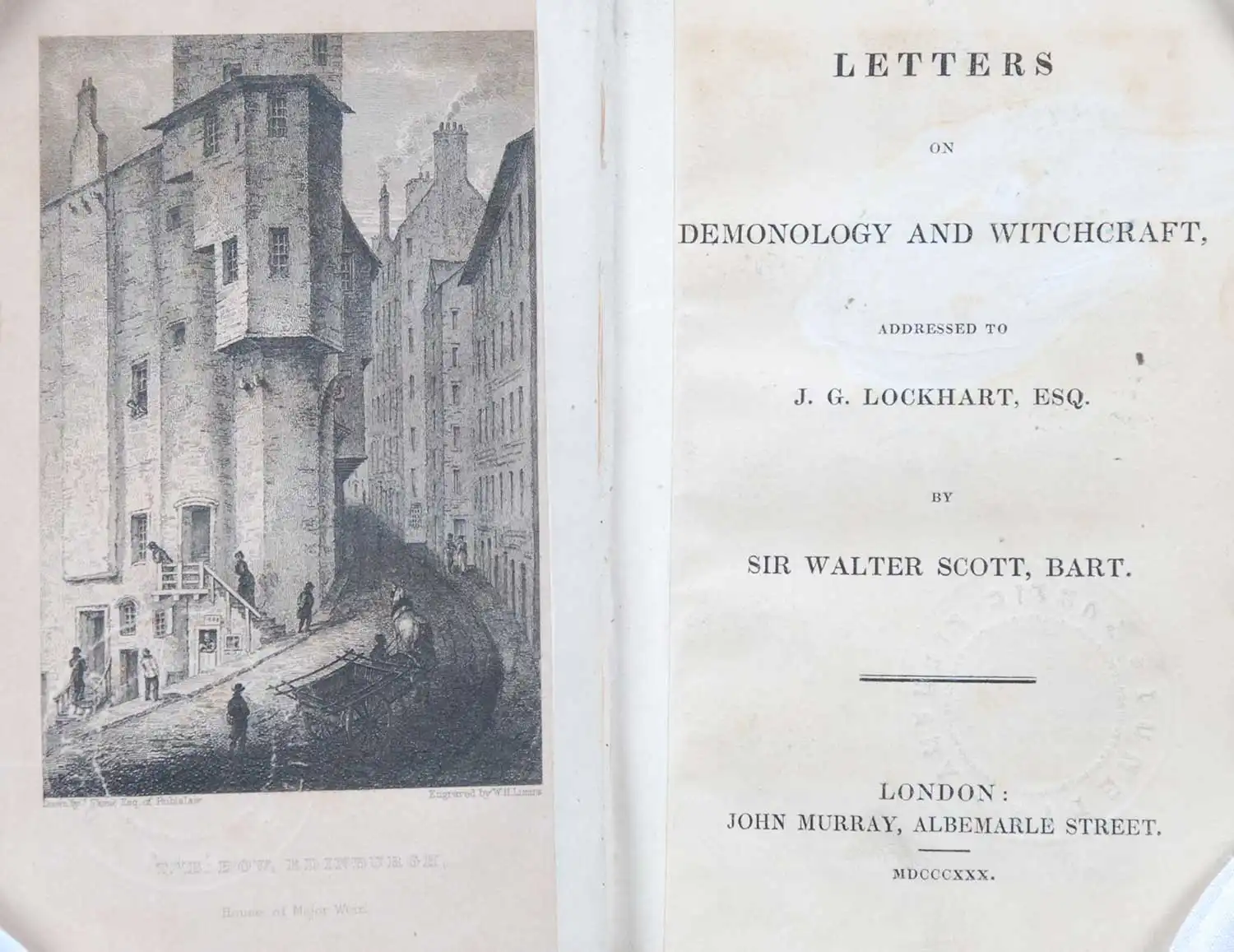 Sir Walter Scott. <em>Letters on demonology and witchcraft: addressed to J.G. Lockhart, Esq.</em> [1st edition]. London: John Murray, 1830.