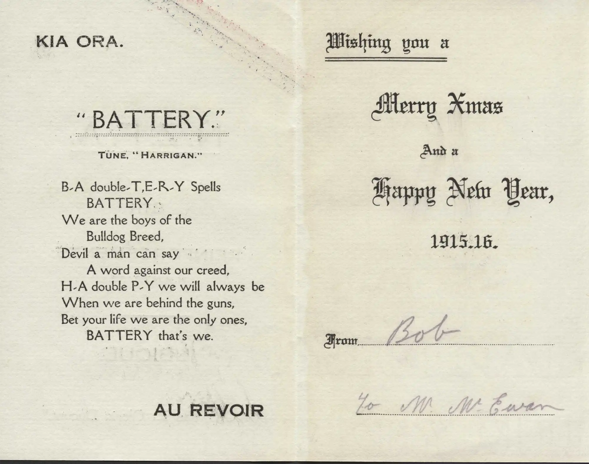 Christmas Card 1915-16