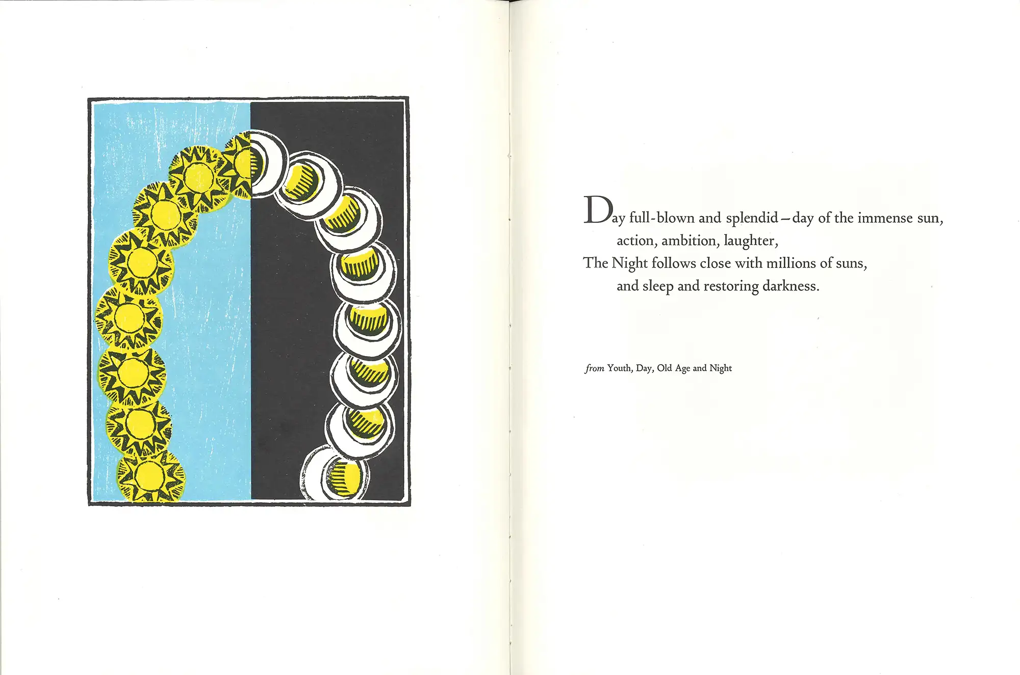 Overhead the Sun: Lines from Walt Whitman. Woodcuts by Antonio Frasconi. New York: Farrar, Straus and Giroux, 1969.