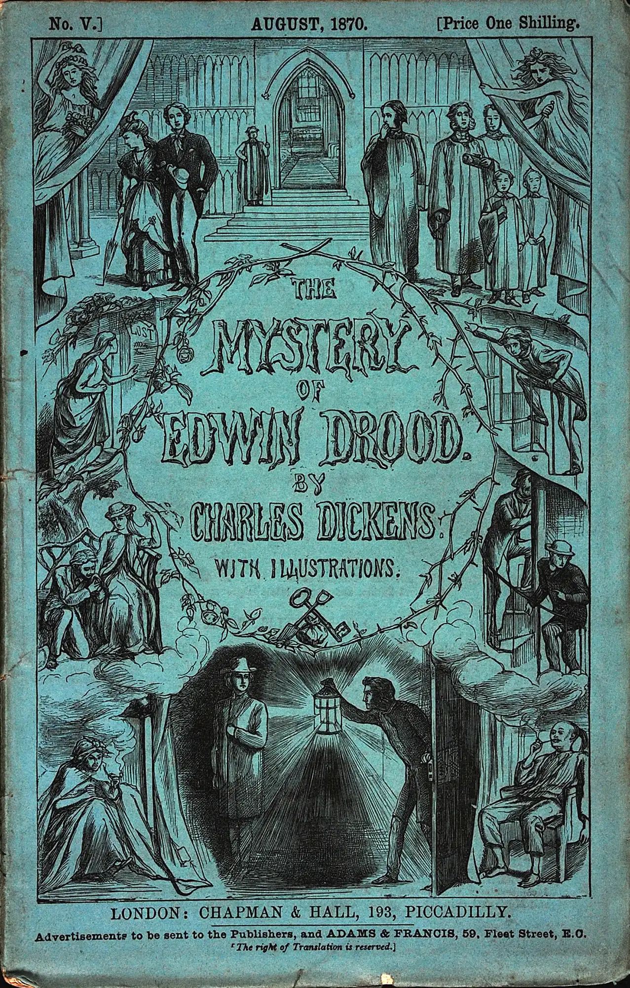 Charles Dickens. The mystery of Edwin Drood. London: Chapman & Hall, 1870. 6 volumes; Vol. 5 displayed.