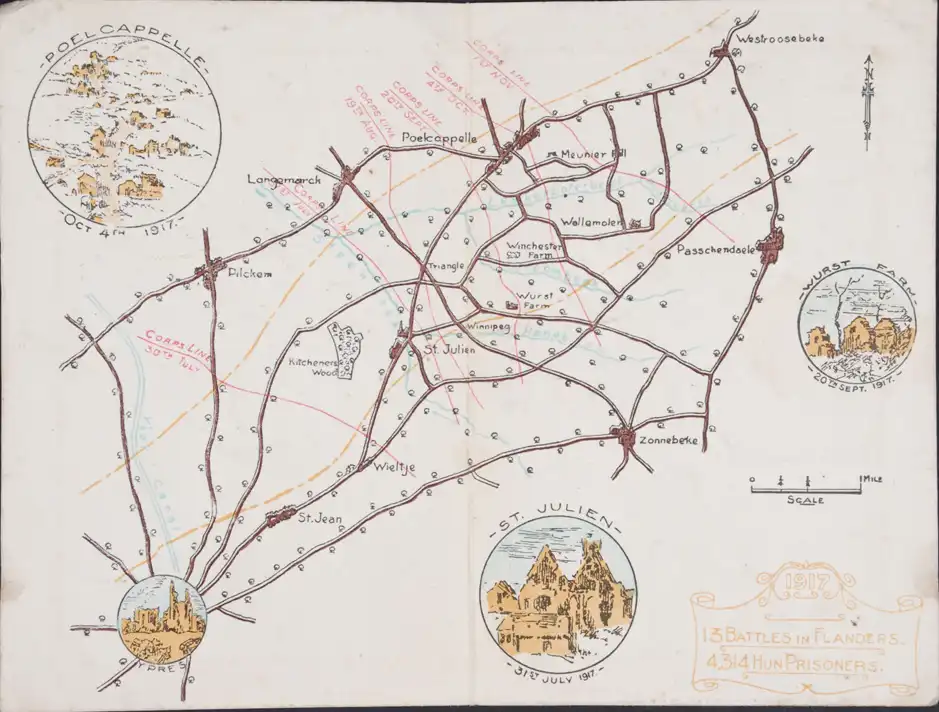 Souvenir map. XVIII Corps, 1917