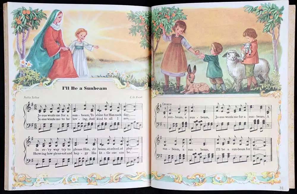 Elsa Jane Werner (editor). <em>The little golden book of hymns.</em> Illustrated by Corinne Malvern. New York: Simon and Schuster, 1947.