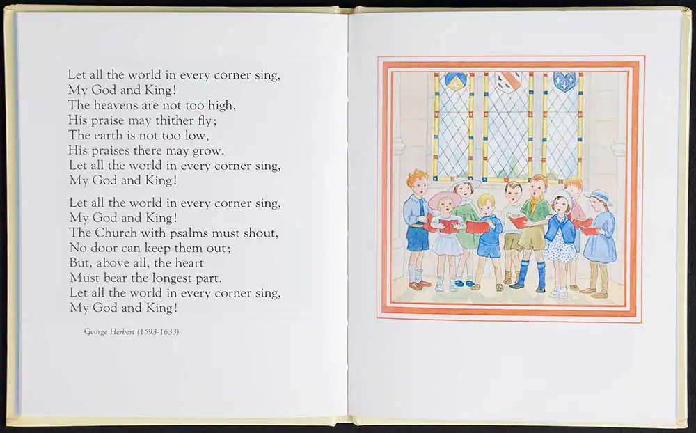 Elizabeth Laird (compiler). <em>Hymns for children.</em> Illustrated by Margaret Tempest. London: Collins, 1988.