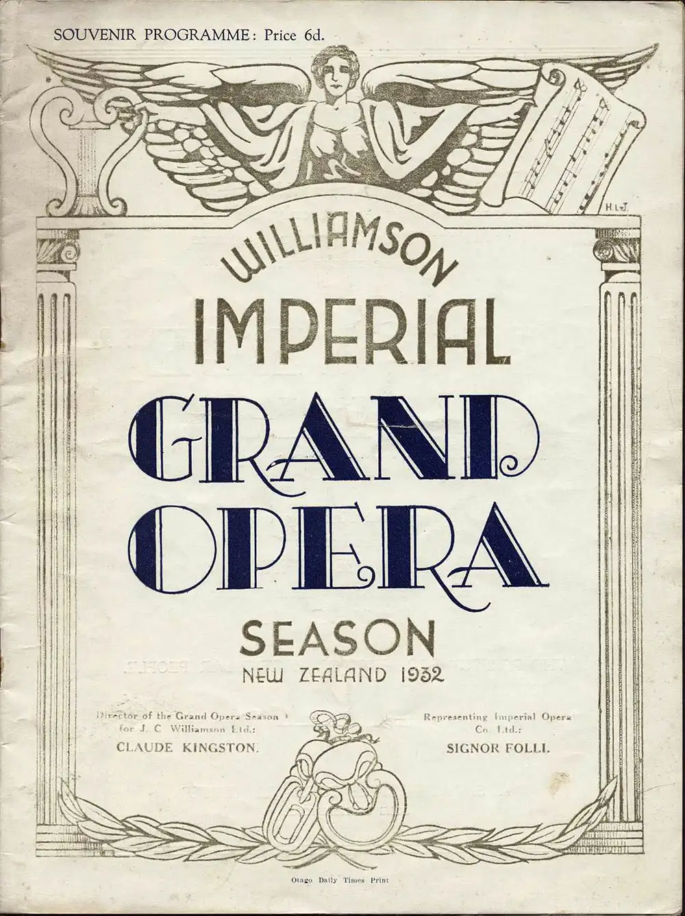 <em>Madame Butterfly</em>. Libretto by Luigi Illica and Guiseppe Giacosa; music by Giacomo Puccini. (Williamson Imperial Grand Opera). His Majesty’s Theatre, Dunedin, Nov. 30, 1932.