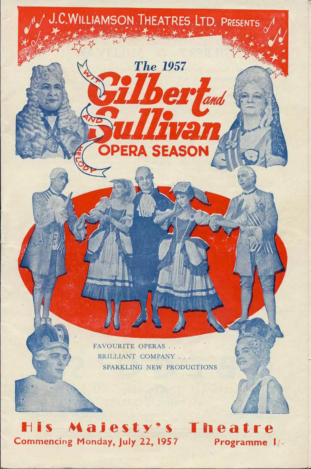 <em>Trial by jury</em>. Libretto by W.S. Gilbert; music by Arthur Sullivan. (J.C. Williamson Theatres Ltd.). His Majesty’s Theatre, Dunedin, July 26-27, 1957.