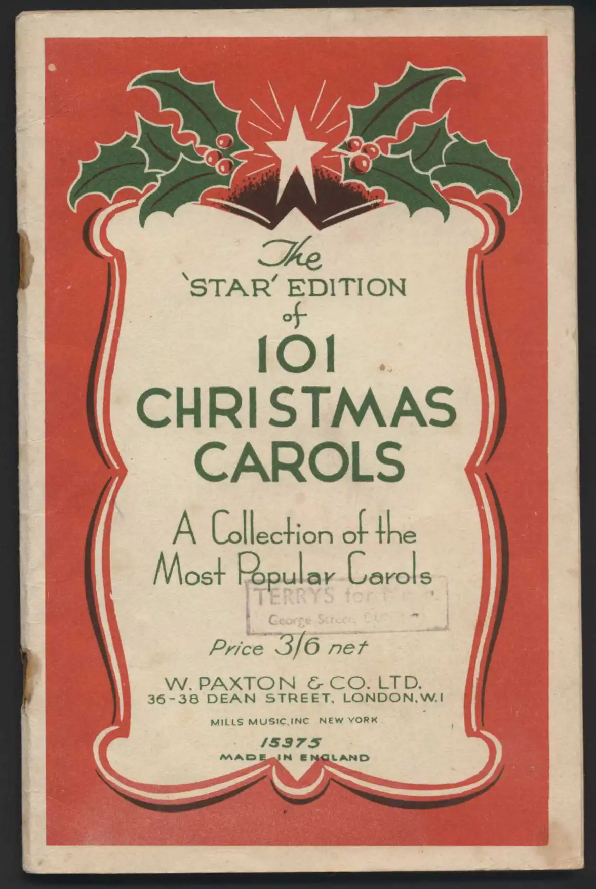 The star edition of 101 Christmas carols: a collection of the most popular carols. London: W. Paxton & Co. Ltd., 1931.