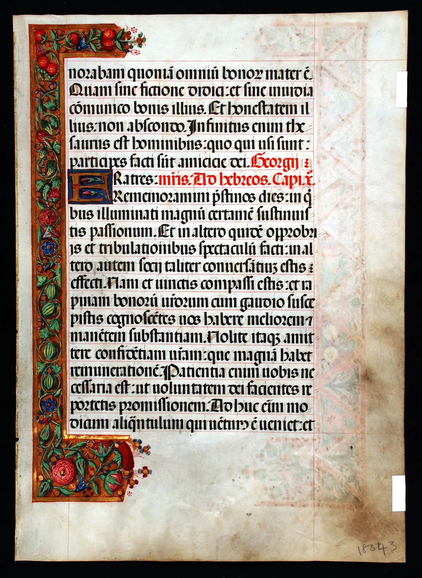 Single leaf from a Lectionary, in Latin. Spain (perhaps Toledo), ca. 1500. Reed MSF62.