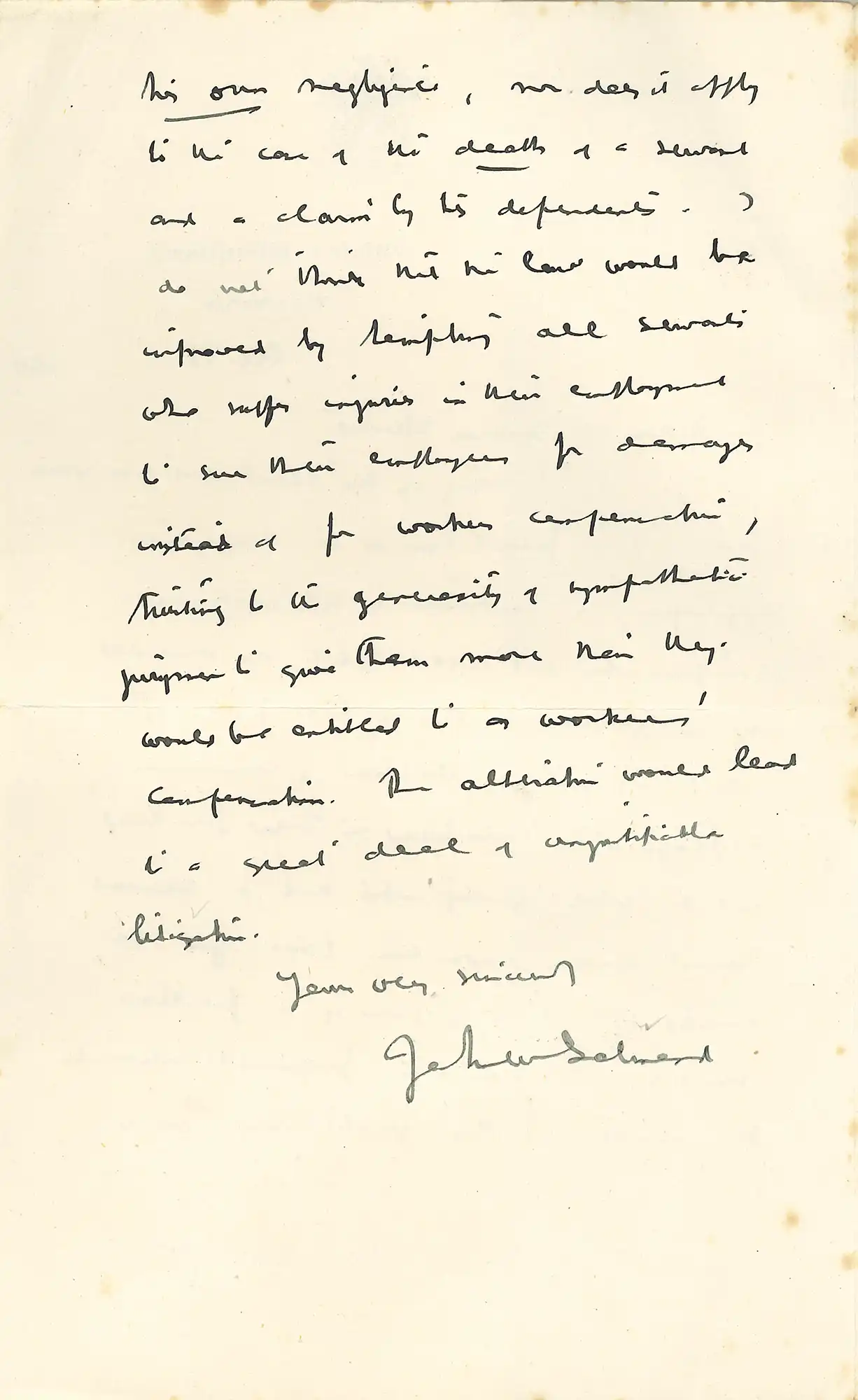 The Honourable Sir John William Salmond (1862-1924). Letter from Salmond, Judge’s Chambers, Wellington, to William Downie Stewart, 18 October 1920.