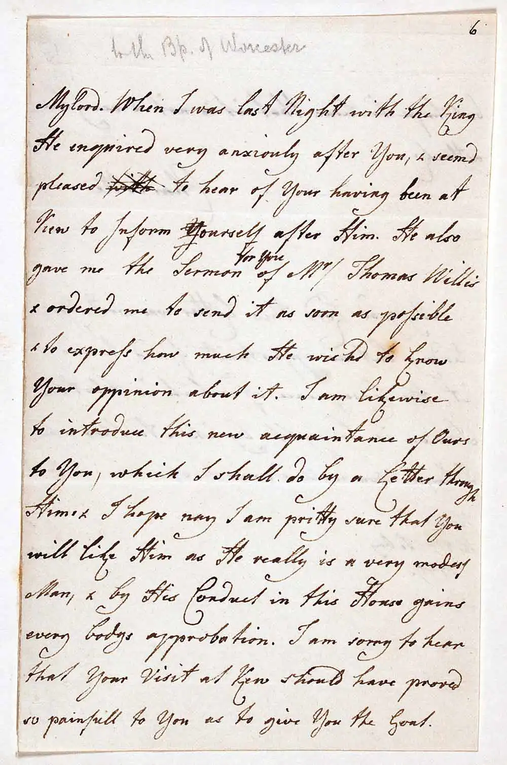 Letter signed. Charlotte, Queen Consort of George III (1744–1818), to Richard Hurd, Bishop of Worcester (1720–1808), Kew, 7 February 1789
