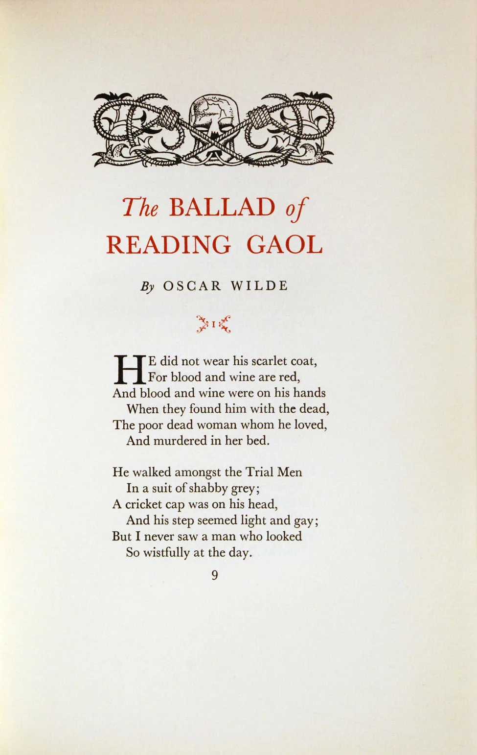 Oscar Wilde. The Ballad of Reading Gaol. <i>Christchurch: The Caxton Press, 1958.</i>