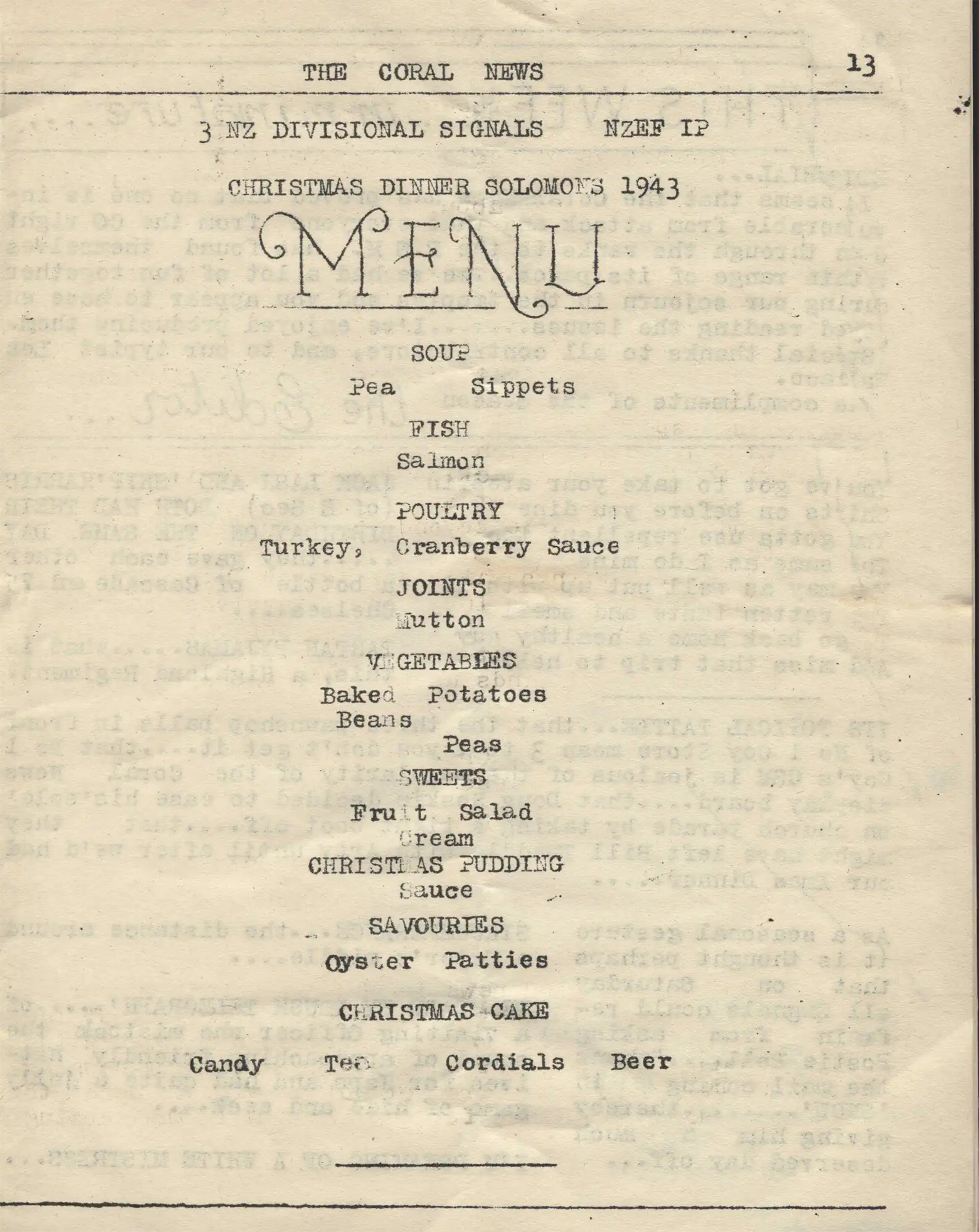 Coral News, Solomon Islands Xmas 1943 (v.2 no. 5, 24 December 1943).