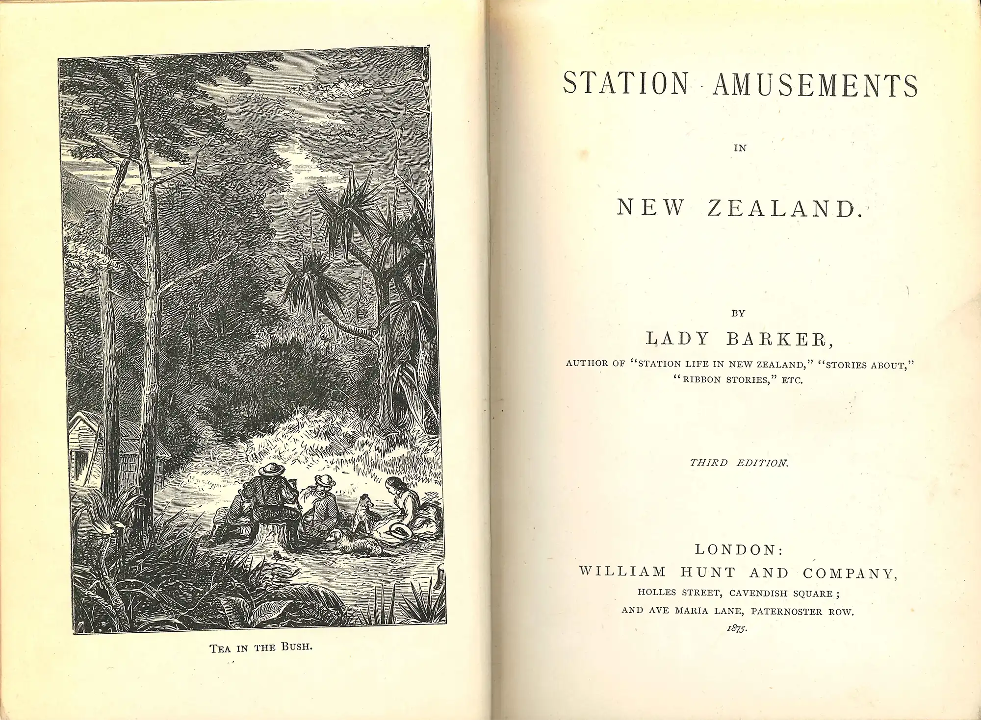 Lady Barker. Station amusements in New Zealand. London: William Hunt and Co., 1875.