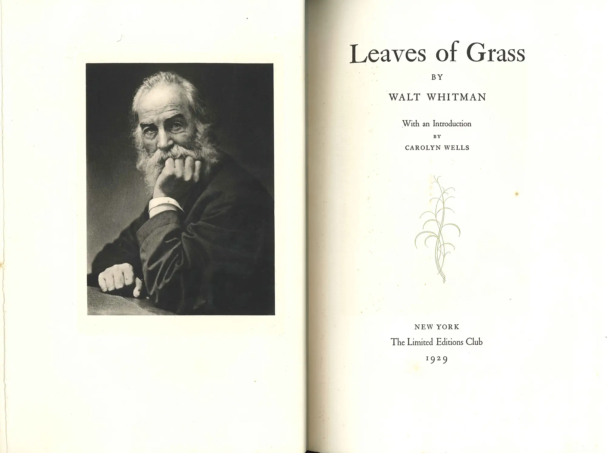 Walt Whitman. Leaves of Grass. New York: Limited Editions Club, 1929.