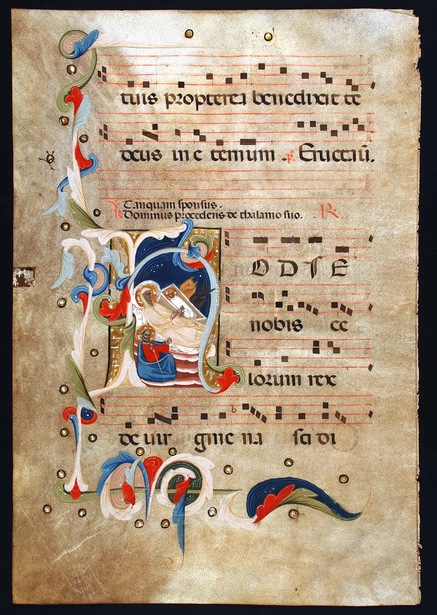 Single leaf from an Antiphonal, in Latin. Northern Italy (perhaps Bologna), early fourteenth century. Reed MSF18.