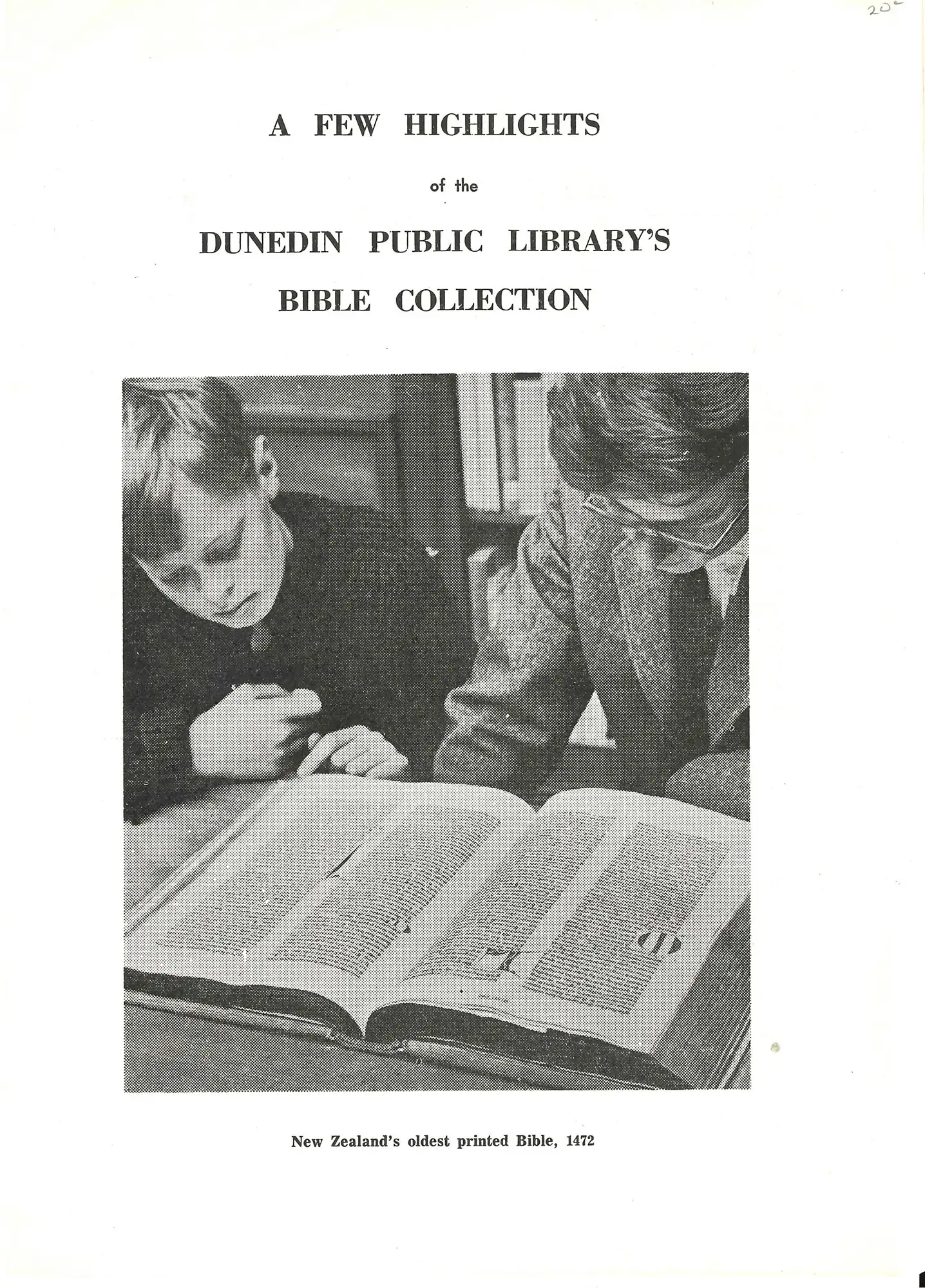 A.H. Reed. A Few Highlights of the Dunedin Public Library's Bible Collection. Dunedin: Dunedin Public Library, 1964.