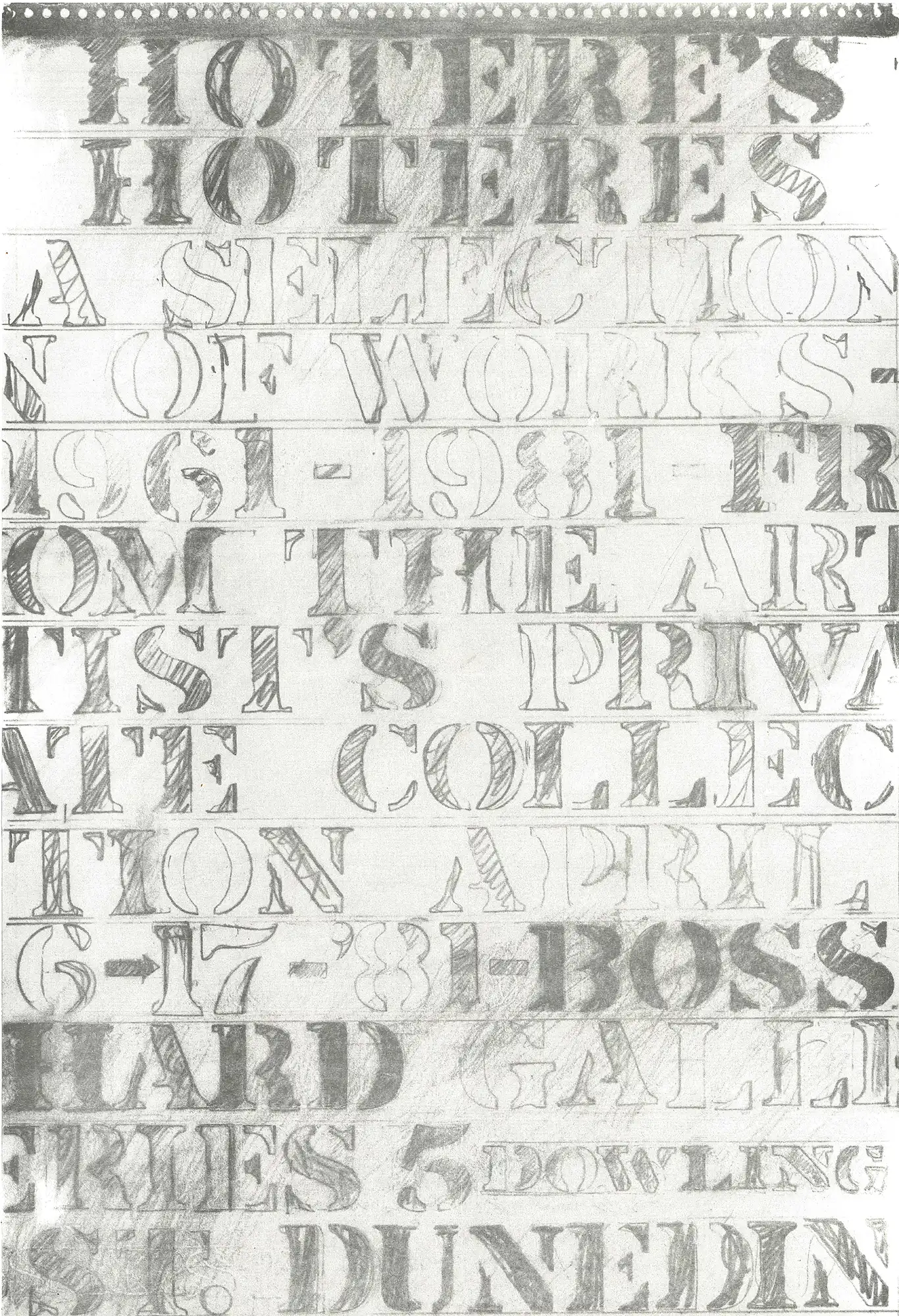 Hotere’s Hoteres. A selection of works. April 1981, Bosshard Galleries, 5 Dowling Street, Dunedin