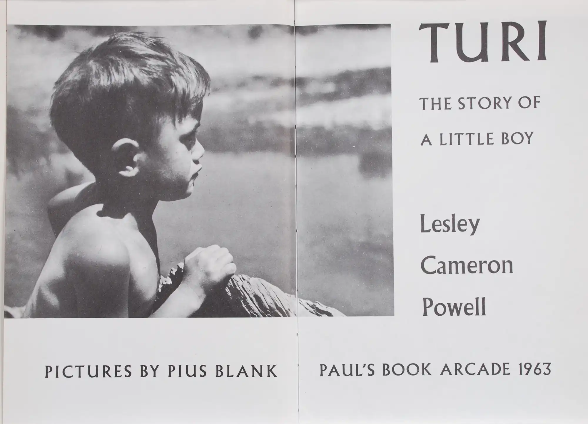 Lesley Cameron Powell. Turi: the story of a little boy.  New Zealand: Paul’s Book Arcade, 1963