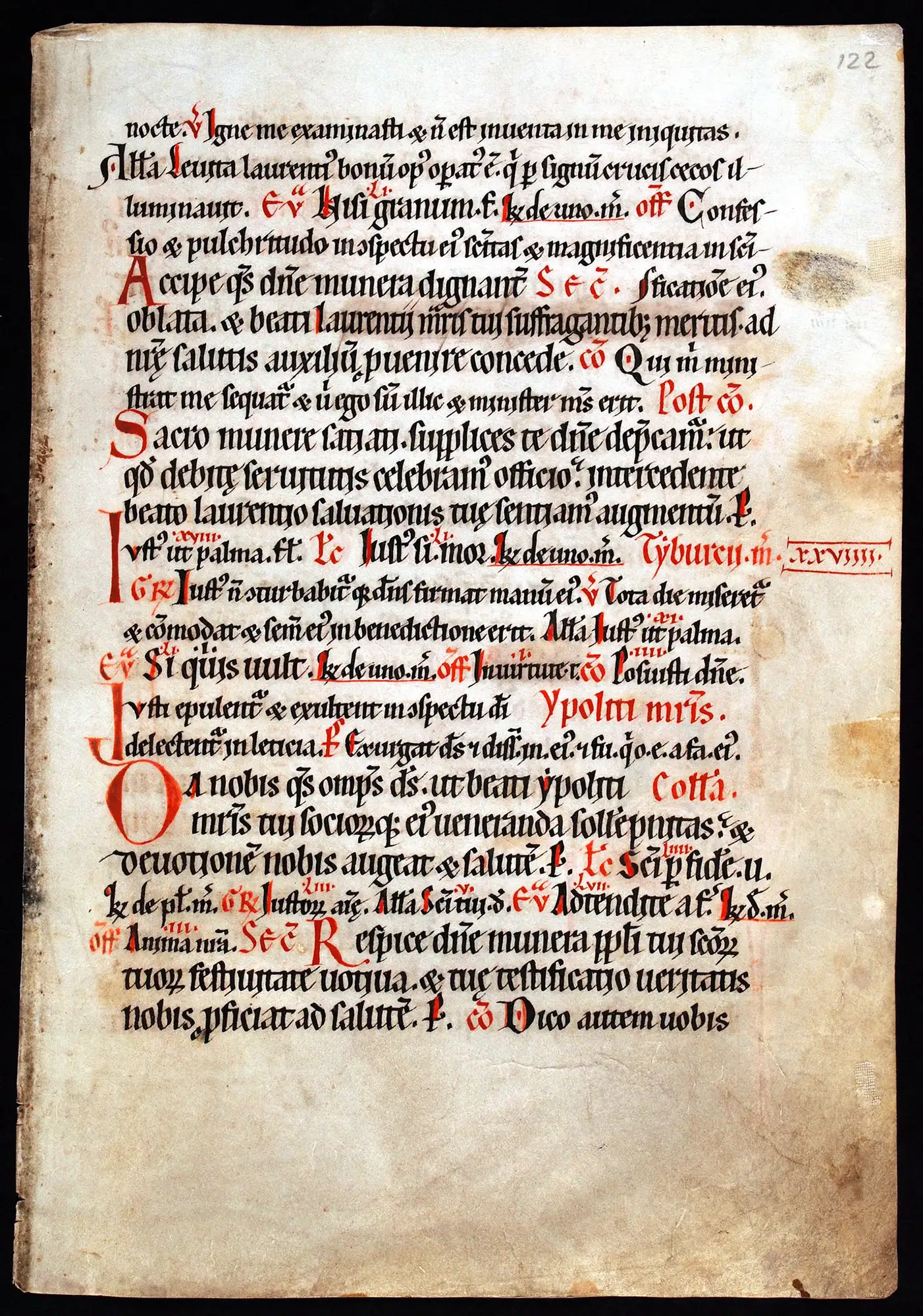 Single leaf from a Missal in Latin. Southern Germany or Austria, late twelfth century. Reed MSF51.