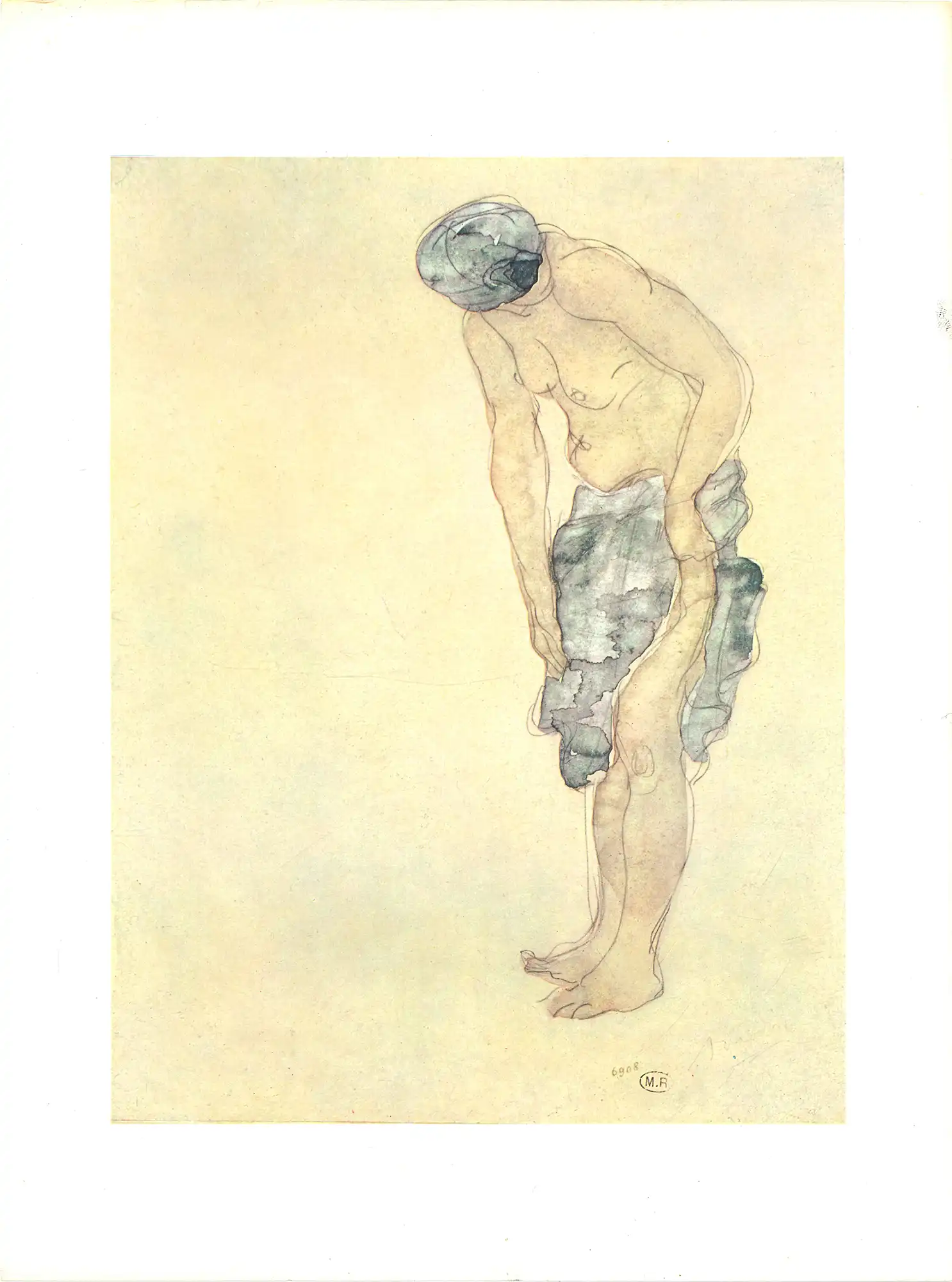 (6908 Femme à sa toilette, aquarelle) from Madame Cécile Goldscheider (Compiler), Rodin. Aquarelles et dessins. Paris: Editions Albert Morancé, 1963. SPRH 730.92 ROD (GOL)