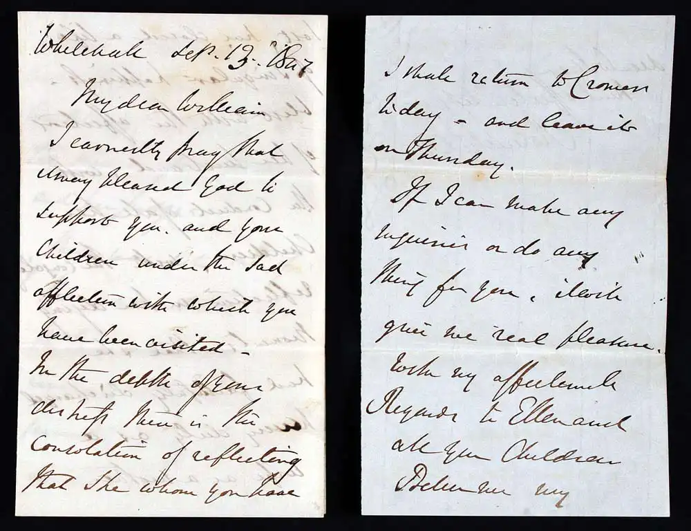 Letter signed. Sir Robert Peel to William Peel, Whitehall, 13 September 1847.