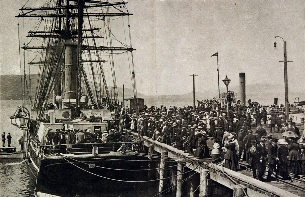Photograph. The <i>Terra Nova</i> in Port Chalmers, 29 November 1910; Reproduced from the Otago Witness, December 1910.