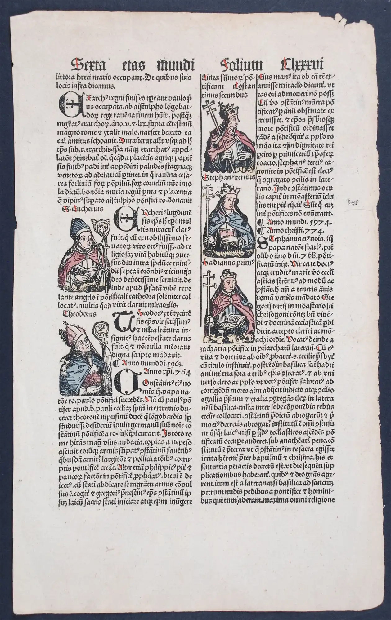 Single leaf from: Hartmann Schedel. Liber chronicarum. Augsburg: Johann Schonsperger, 1497.