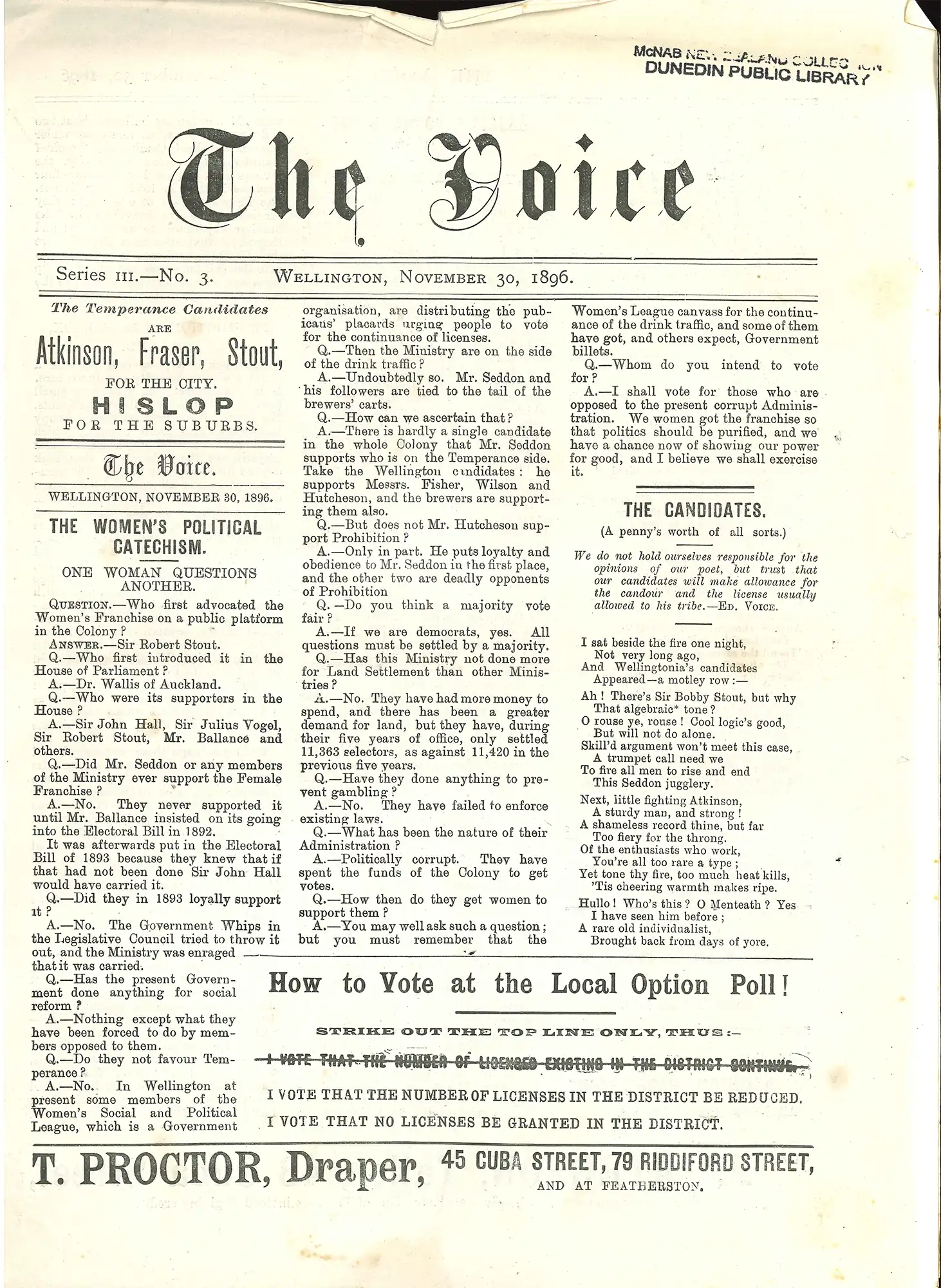 The voice. Wellington: Edwards, Russell & Co., Nov. 30, 1896.
