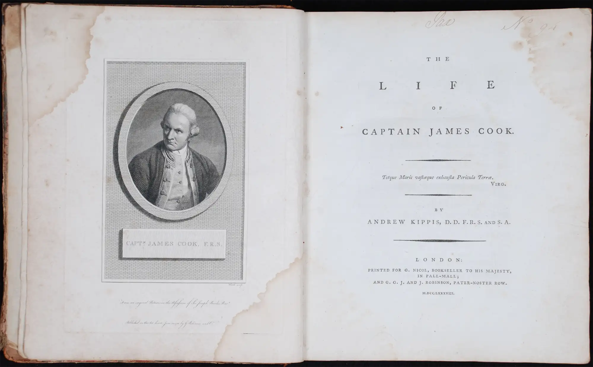 Andrew Kippis. The Life of Captain James Cook. London: Printed for G. Nicol ... and G.G.J. and J. Robinson ..., 1788. 