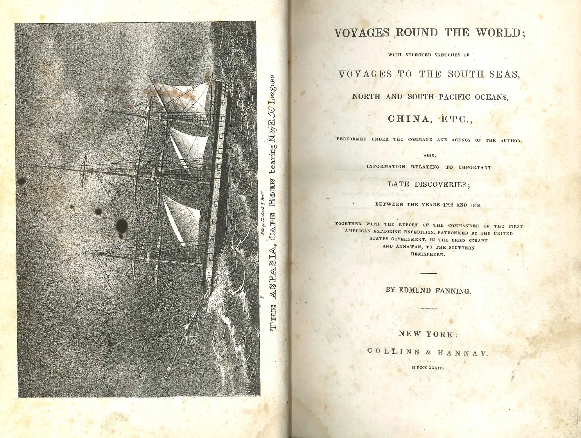 Edmund Fanning. Voyages Round the World: with Selected Sketches of Voyages to the South Seas, North and South Pacific Oceans, China, etc. New York: Collins & Hannay, 1833. 