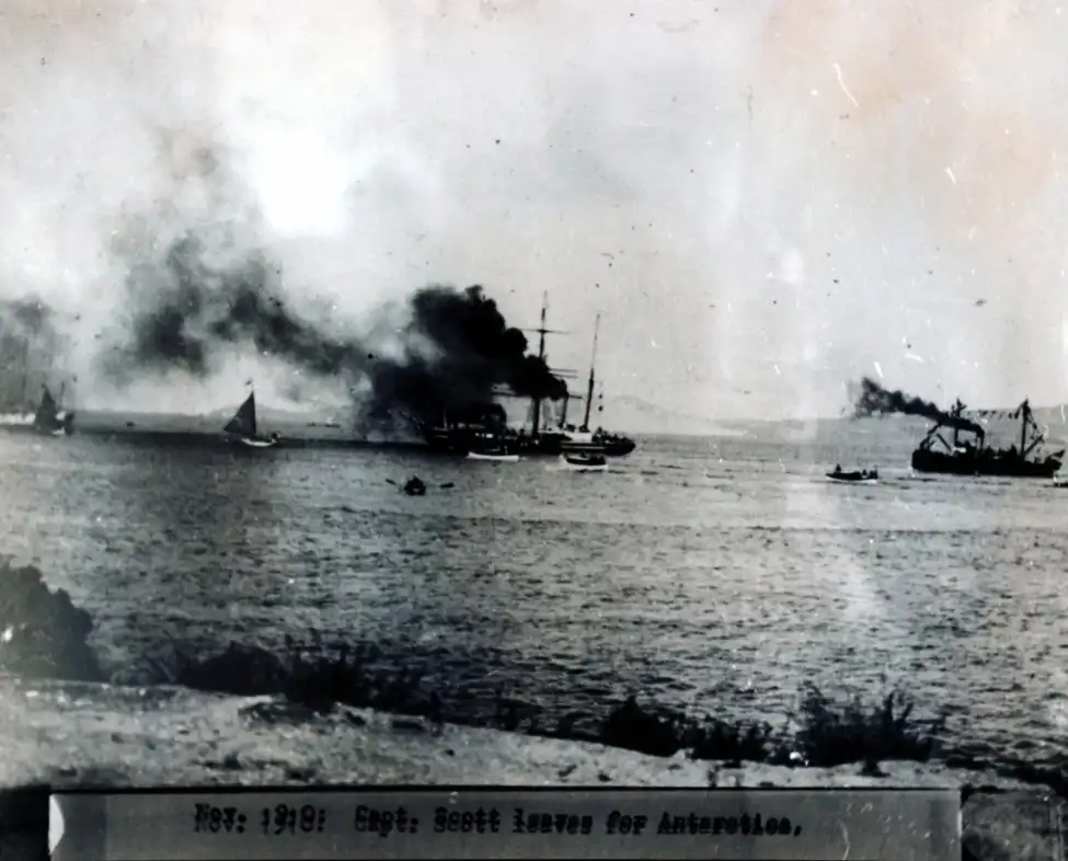 Photograph (copy). The <i>Terra Nova</i> in Otago Harbour, November 1910.
