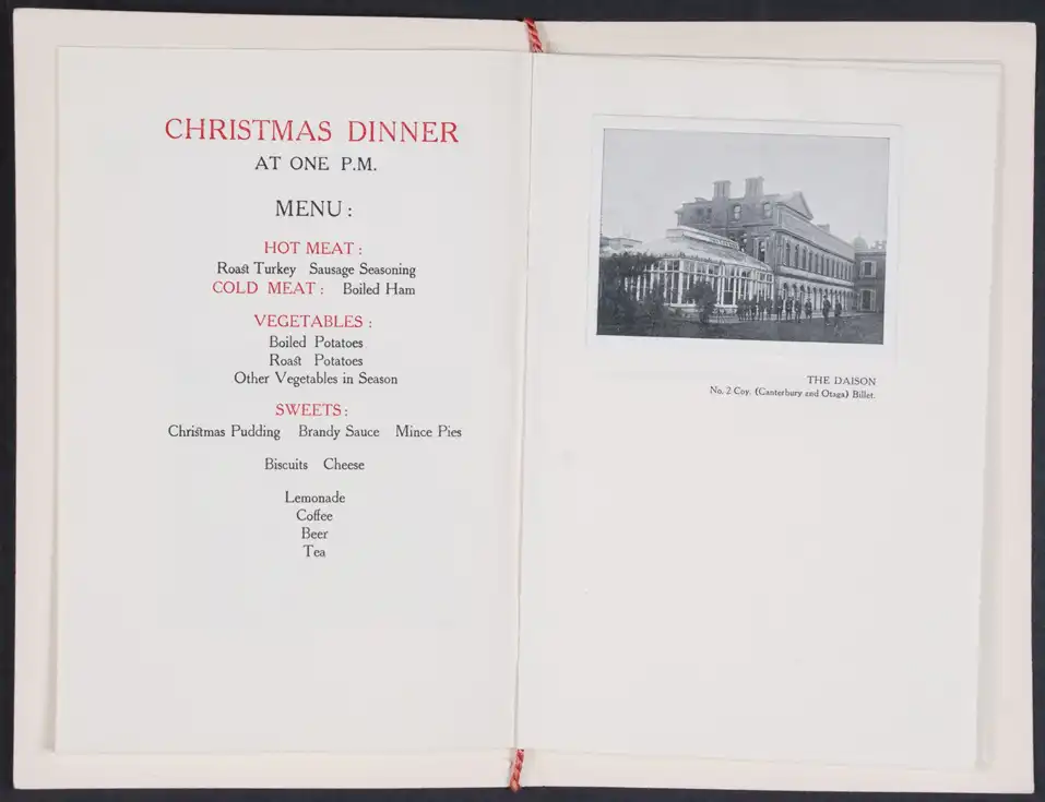 Order of Service and Souvenir of Christmas. Torquay, England: New Zealand Discharge Depot, 1918