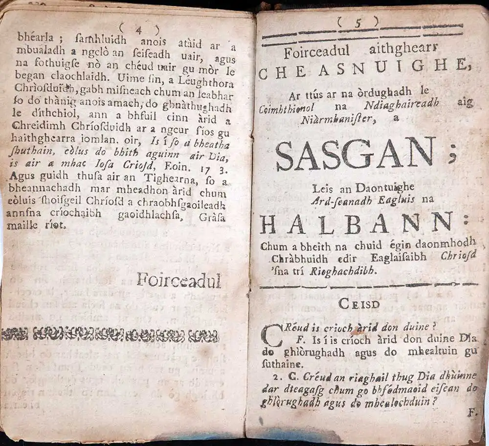 <em>Foirchedul aithghear, Cheasnuighe.</em> Glasgow: Seumus Duncan, 1760.