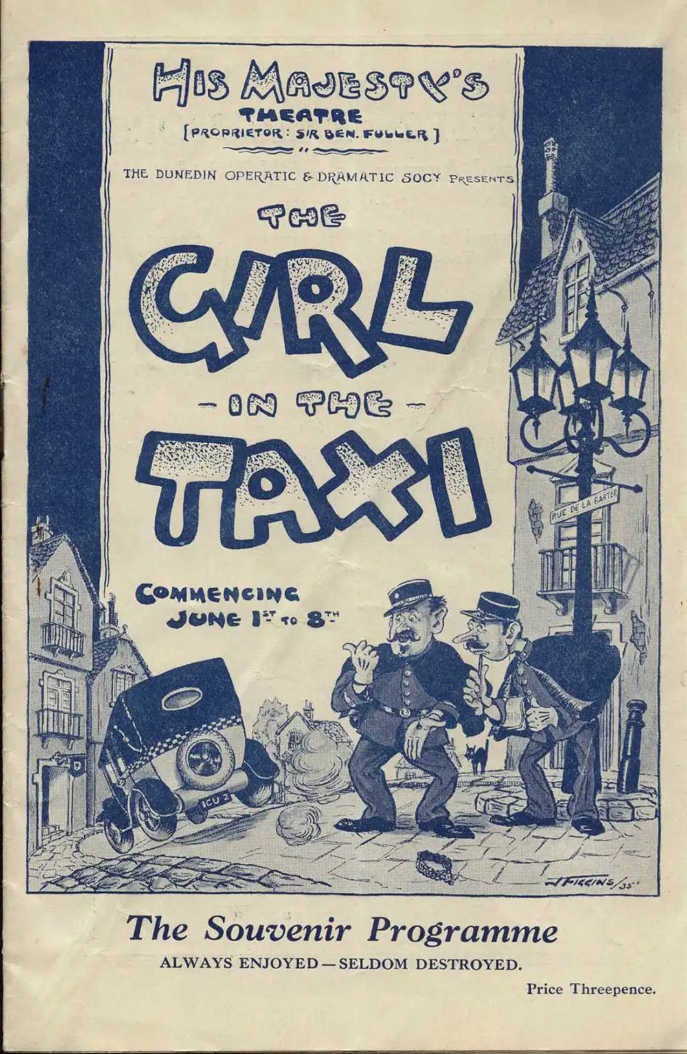 <em>The girl in the taxi</em>. Music by Jean Gilbert. (Dunedin Operatic & Dramatic Society). His Majesty's Theatre, Dunedin, June 1-8, 1935.