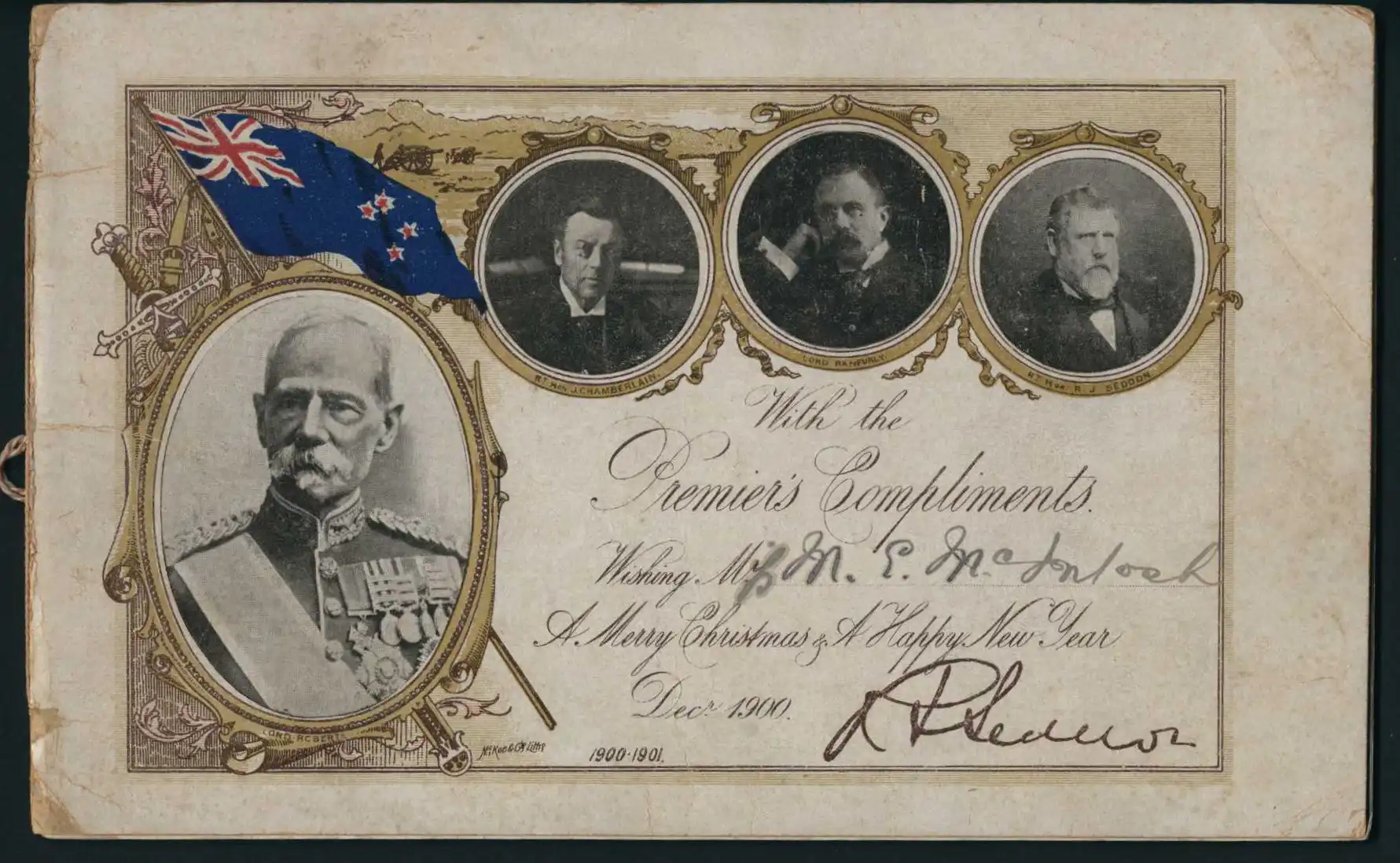 Christmas cards sent by the Premier, R.J. Seddon