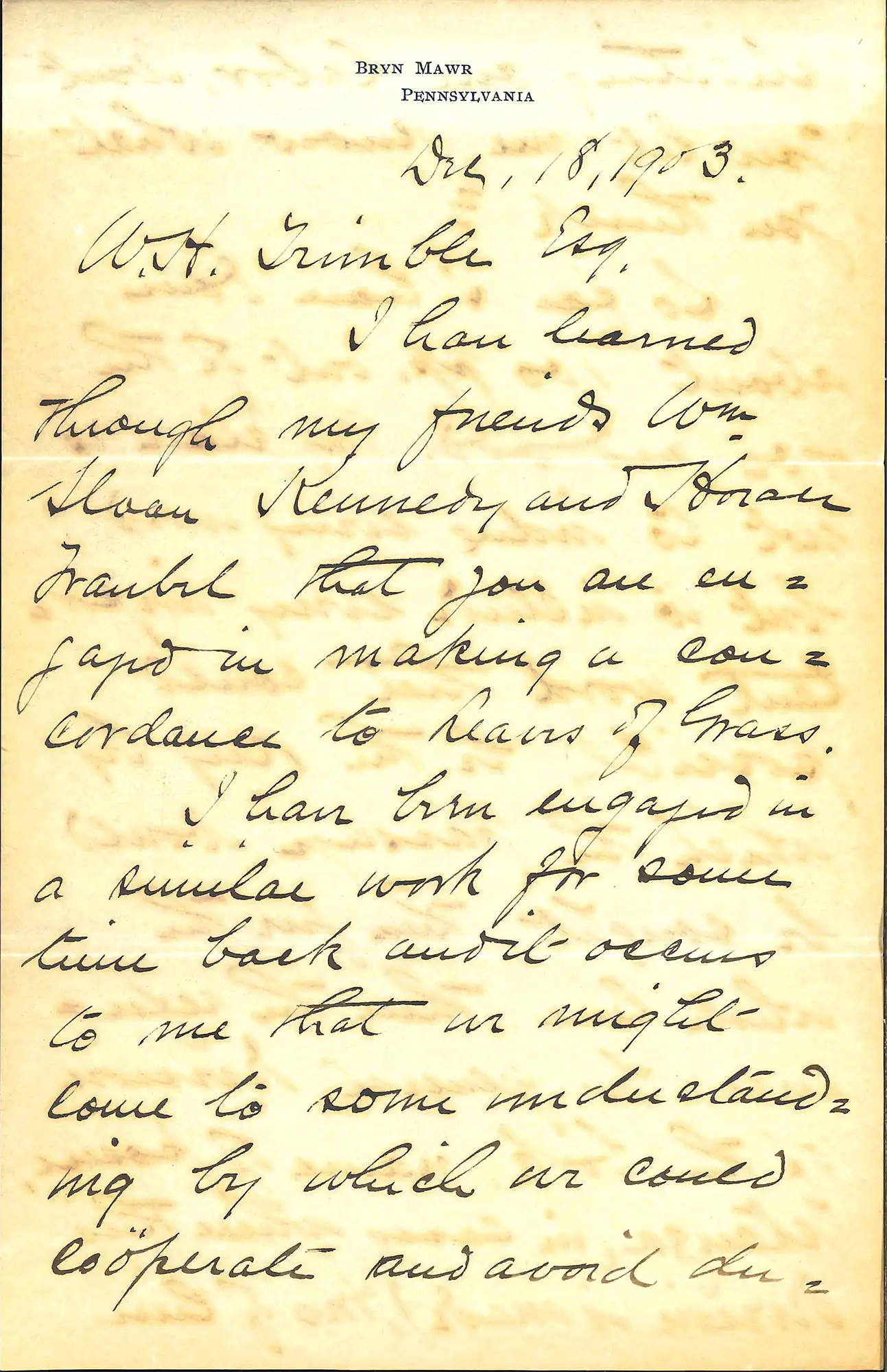 Letter, December 18, 1903, Isaac Hull Platt to W.H. Trimble.