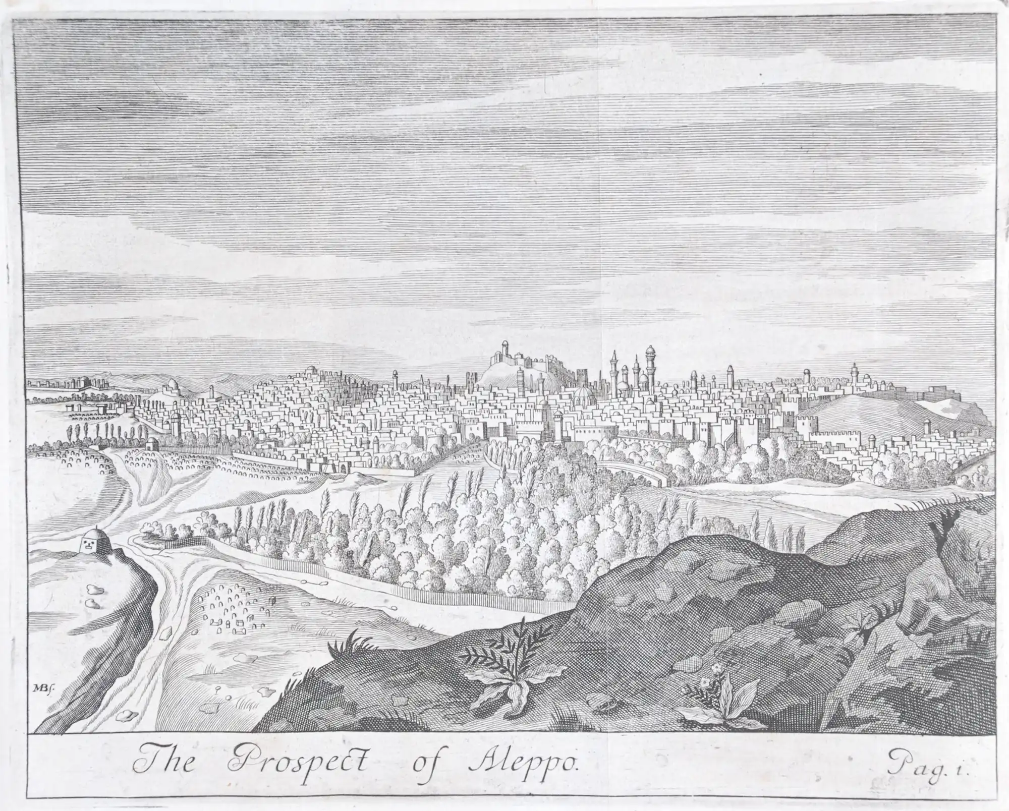 Henry Maundrell. A journey from Aleppo to Jerusalem at Easter, A.D.1697. 5th edition. Oxford: Printed at the Theater, 1732. Detail.