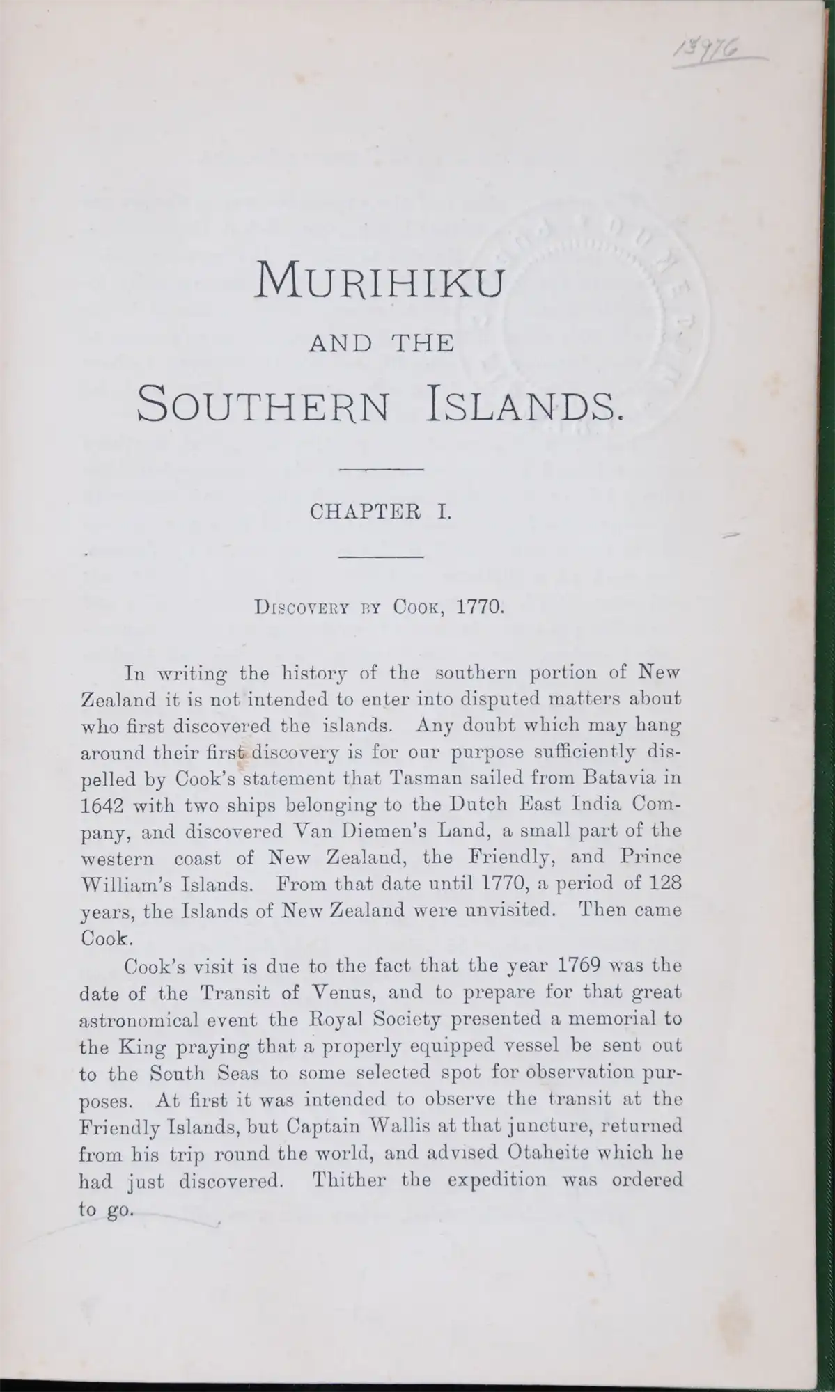 Robert McNab. Murihiku and the Southern Islands.  [Invercargill?: No imprint, 1906].