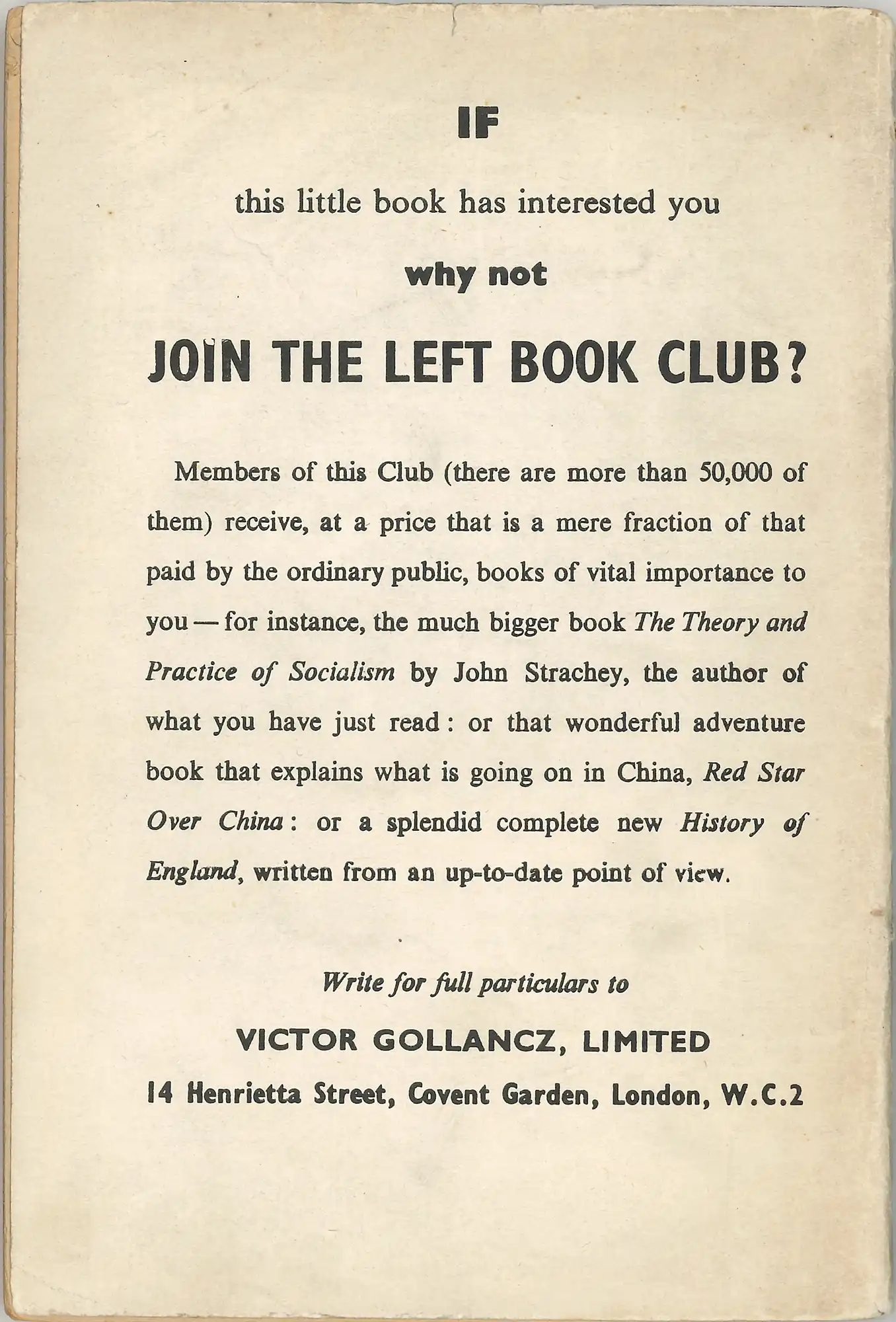 John Strachey, Why you should be a socialist. (1938). LBC 335 STR