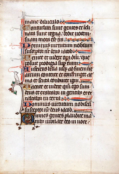 Single leaf from a Psalter, in Latin. France or Flanders, late-thirteenth or fourteenth century. Reed MSF38