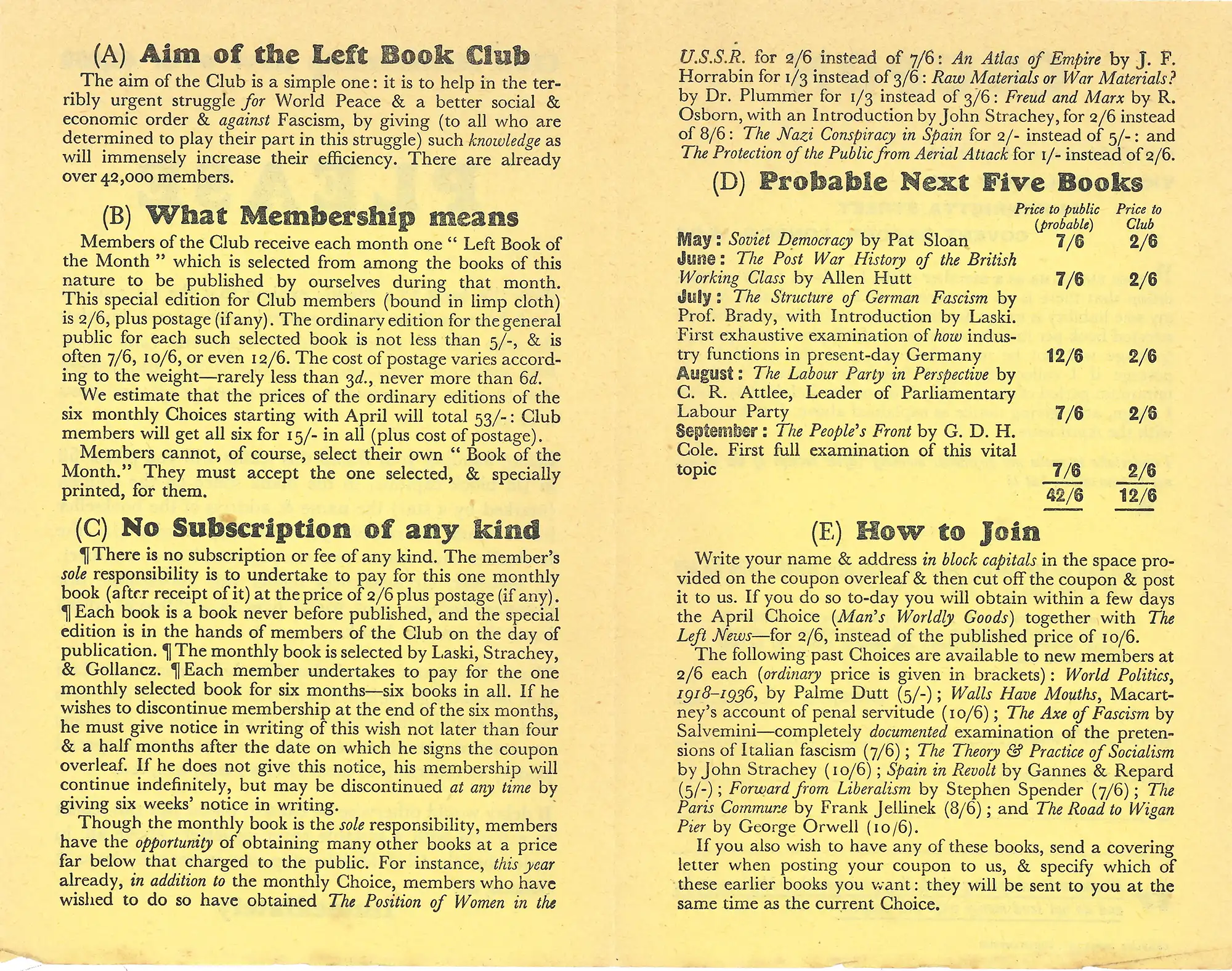 ‘Please Club membership’ leaflet. (1936) 